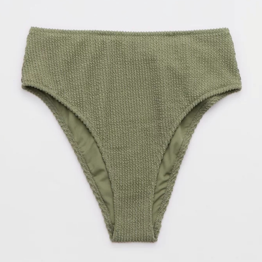 Aerie Olive Green Textured Bikini Bottom